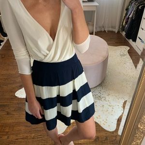 Navy and cream stripped skirt